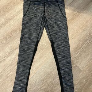 Victoria's Secret PINK Gray Space-Dye Leggings with Black Side Panels